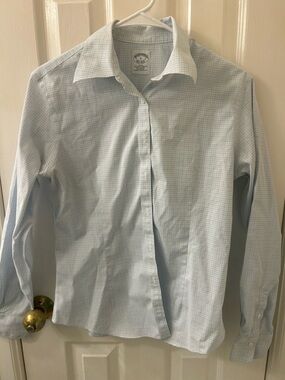 Brooks Brothers Blue and White Micro-Check Dress Shirt